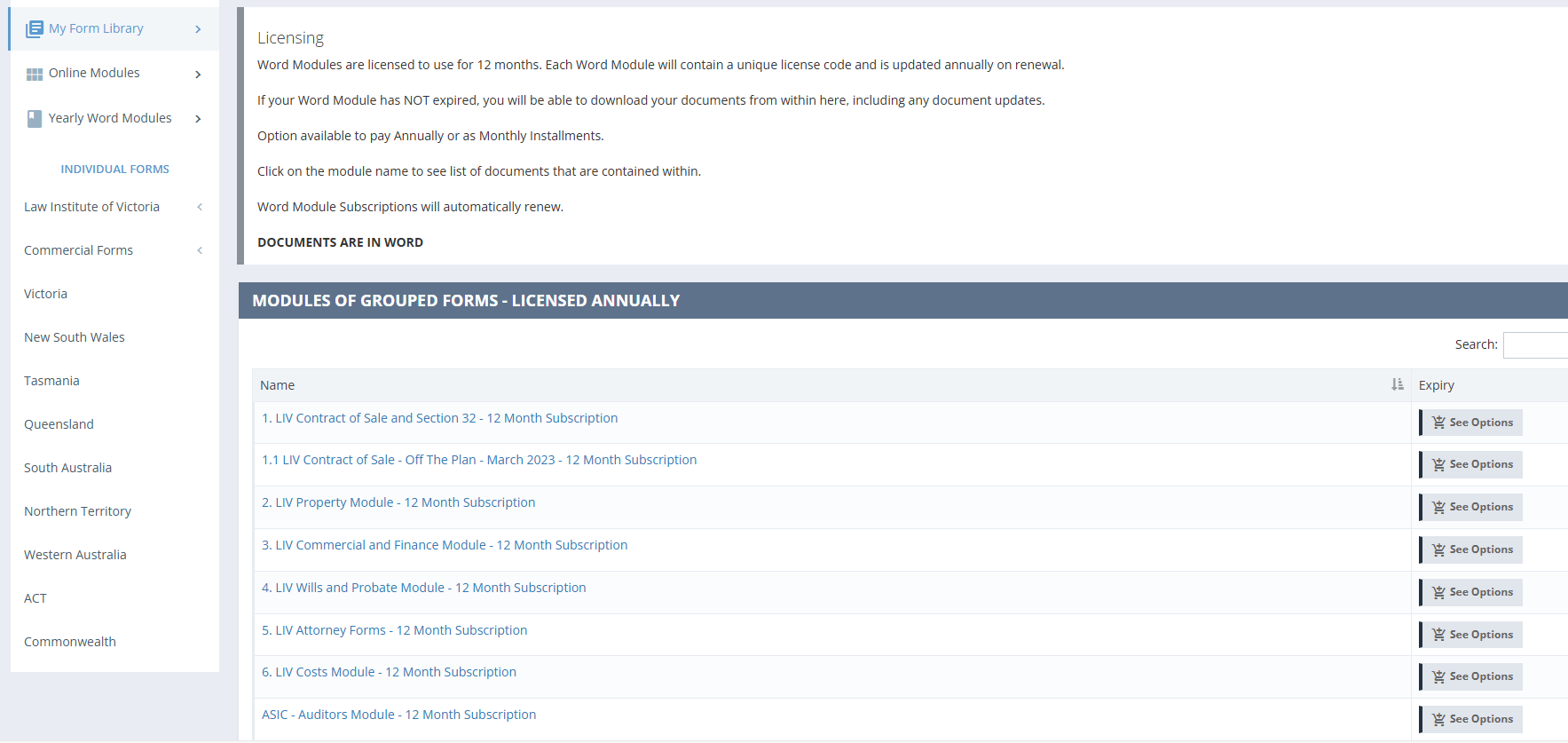 screenshot of eLawforms