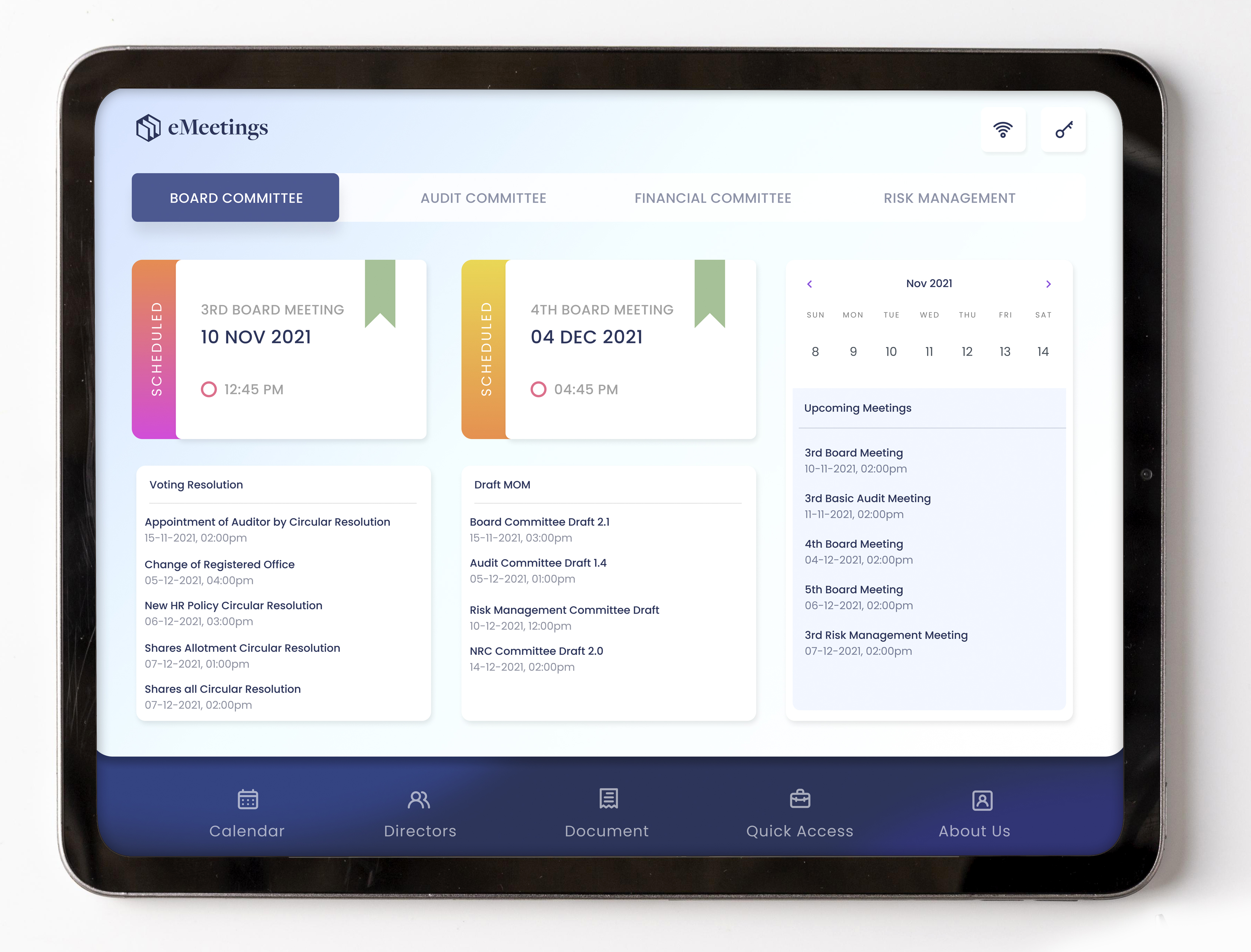 screenshot of eMeetings