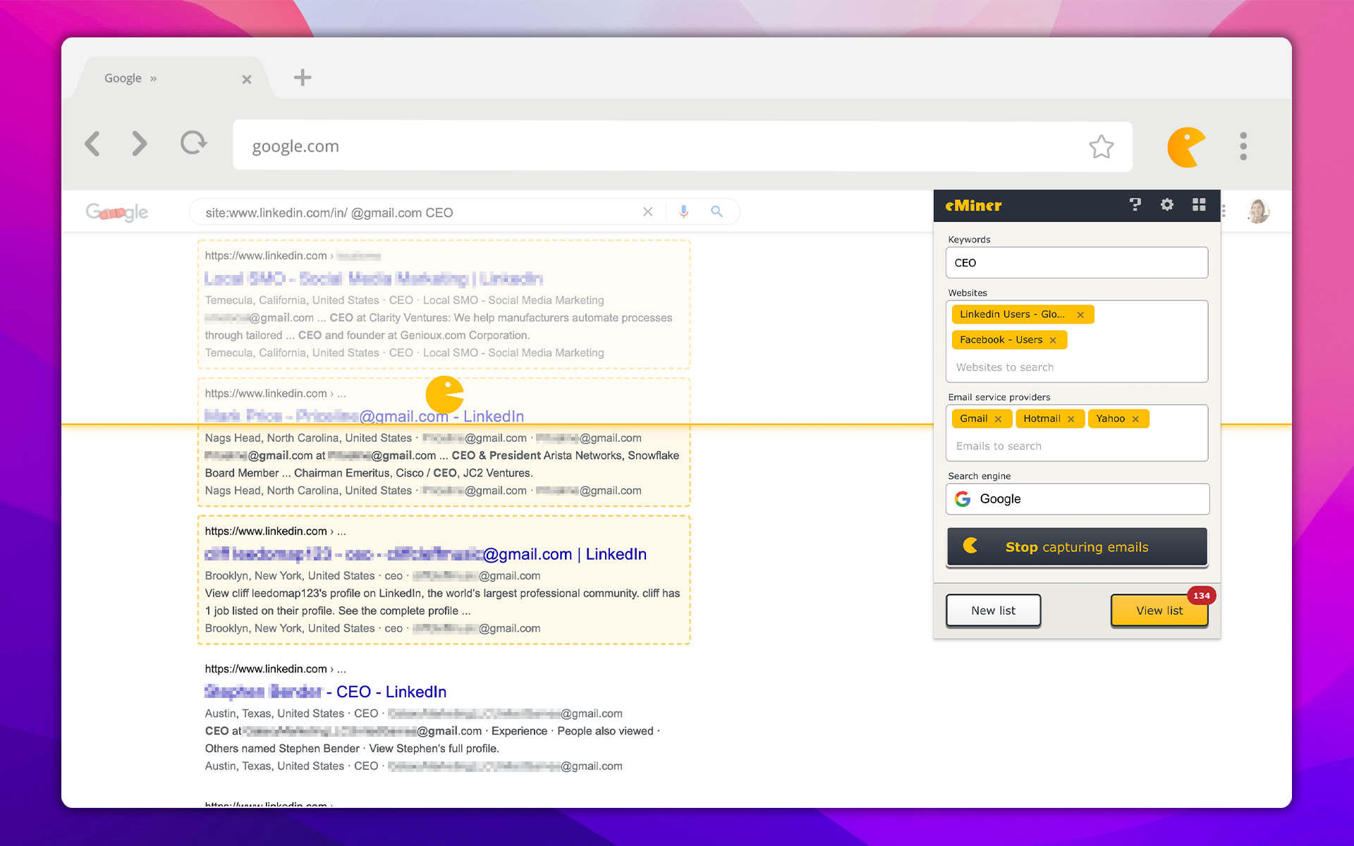 screenshot of eMiner