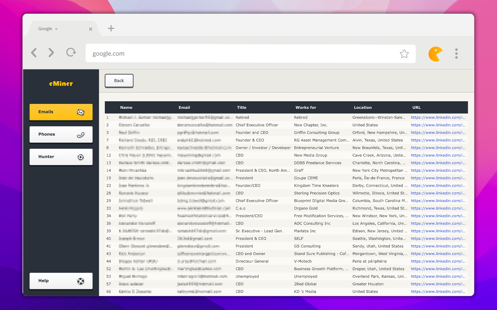 screenshot of eMiner