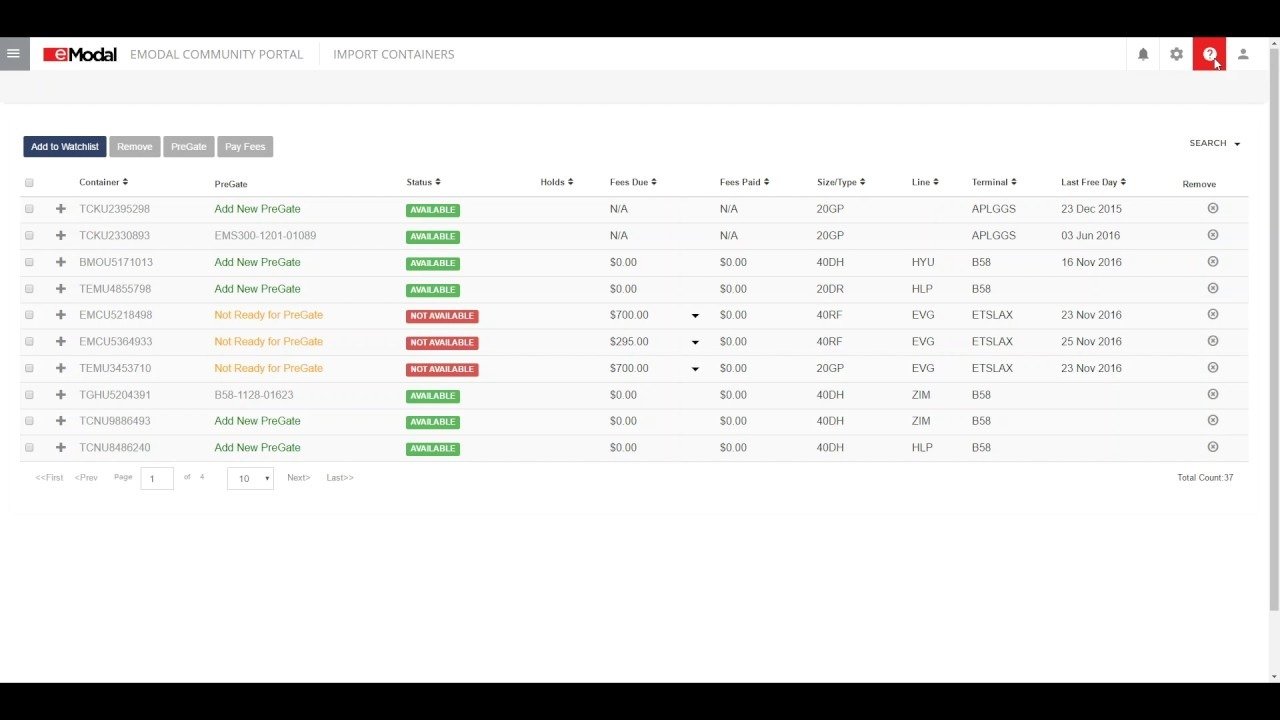 screenshot of eModal