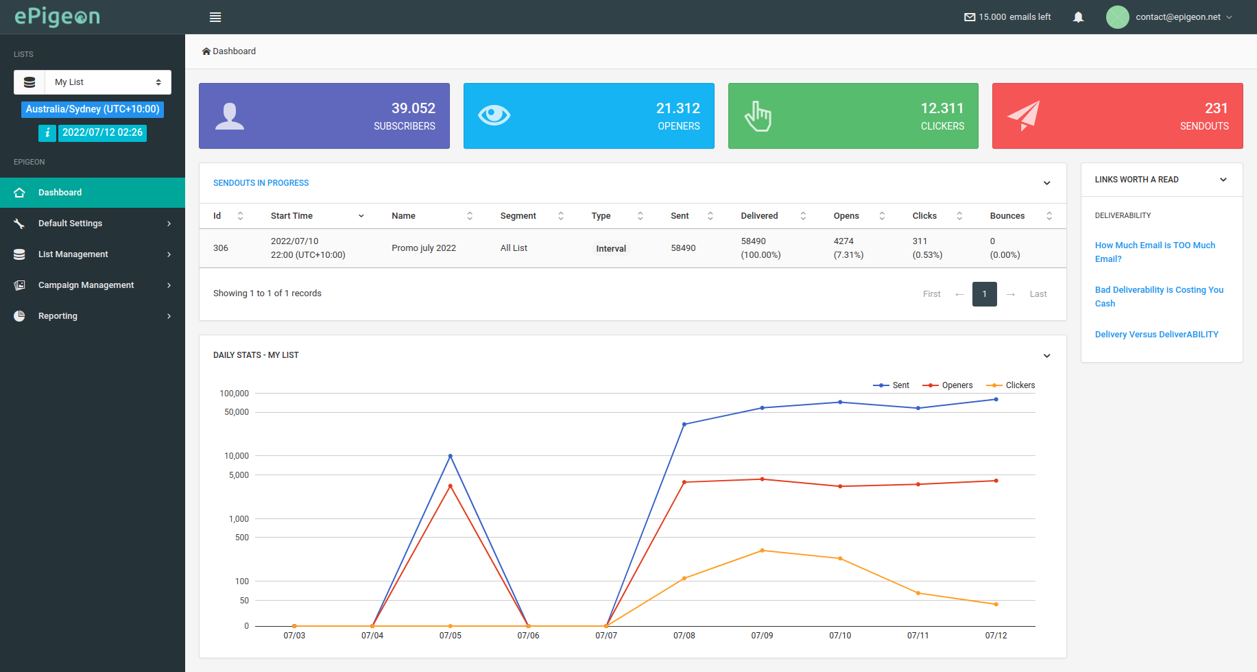 screenshot of ePigeon