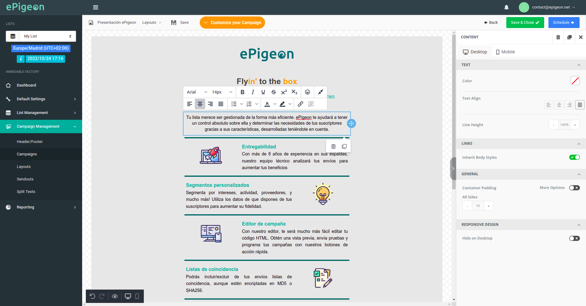 screenshot of ePigeon