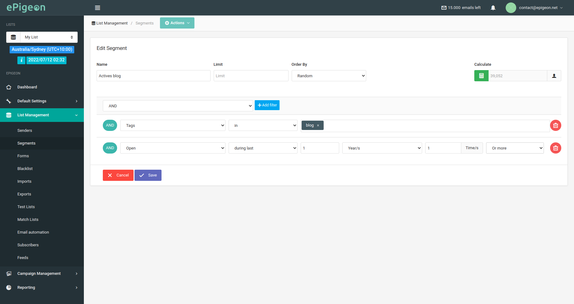screenshot of ePigeon