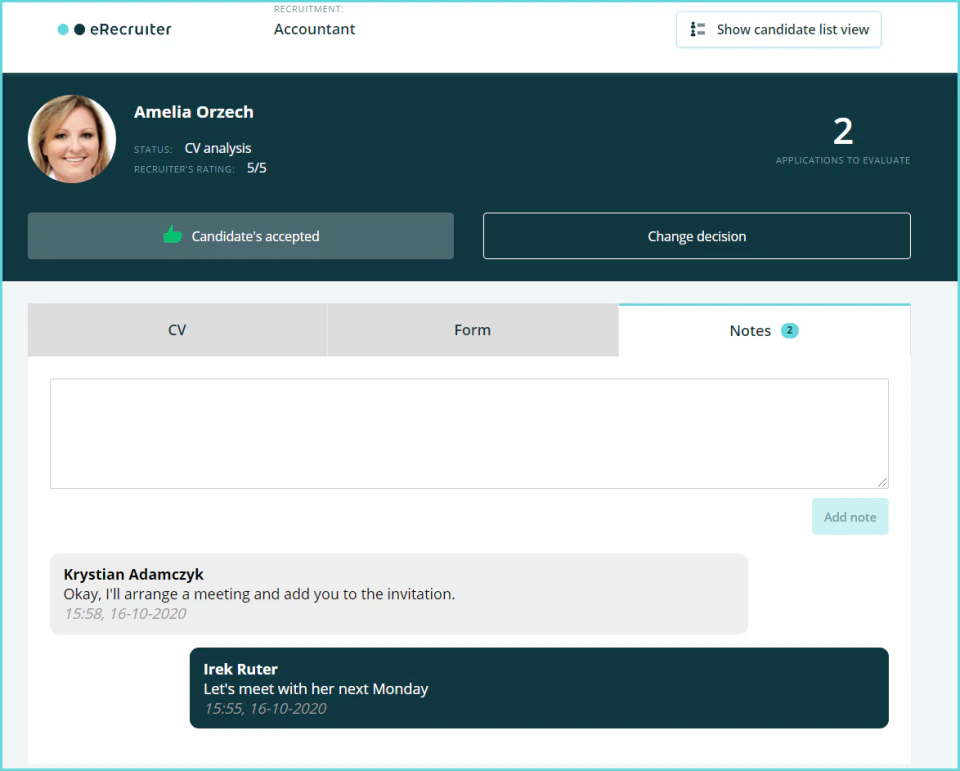 screenshot of eRecruiter