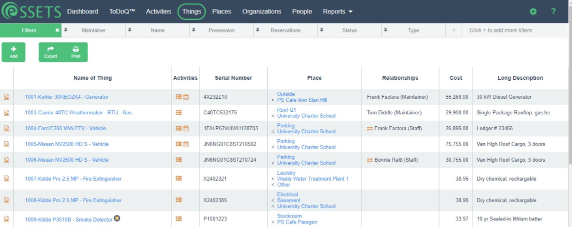screenshot of eSSETS
