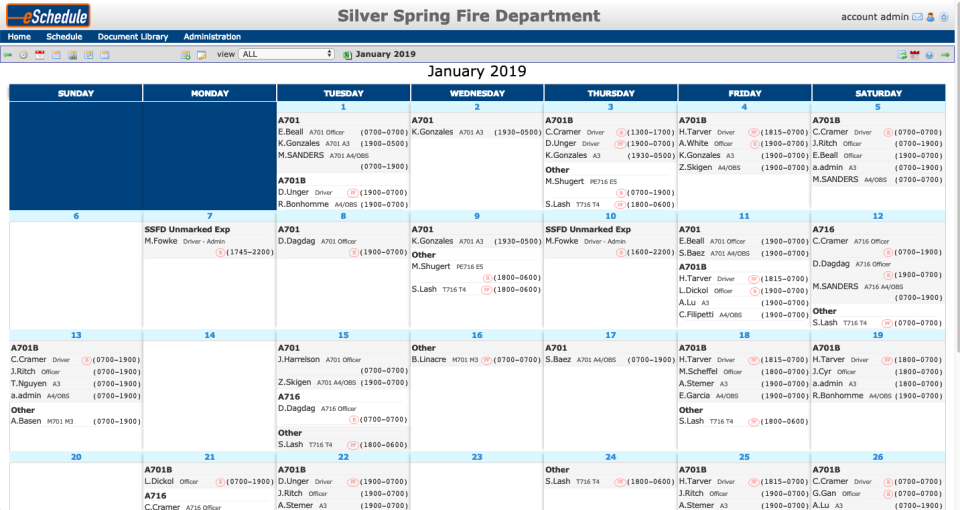 screenshot of eSchedule