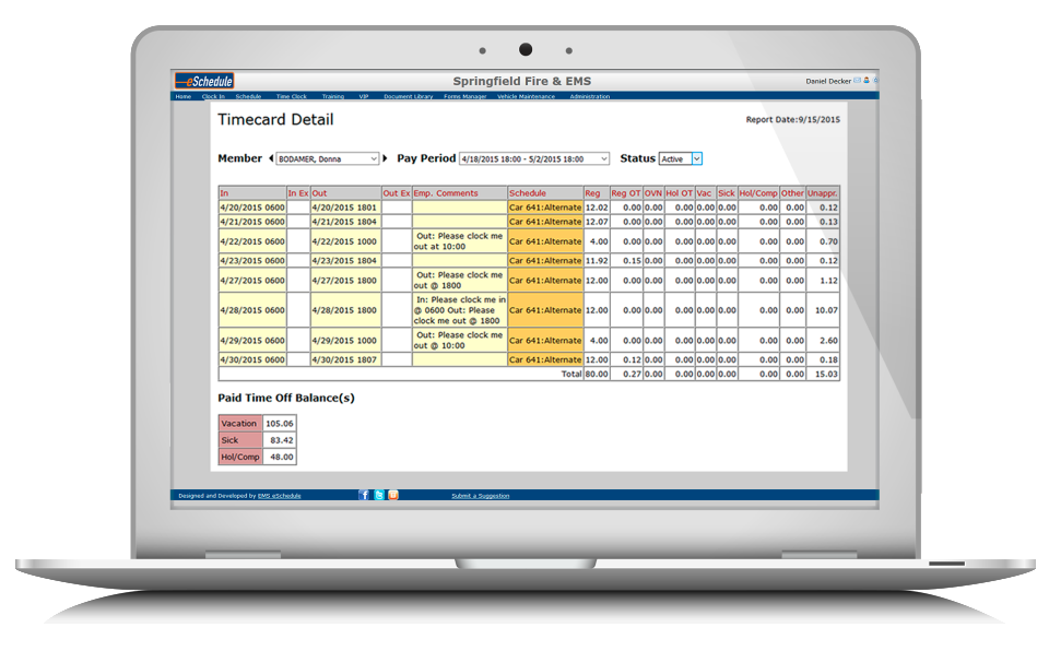 screenshot of eSchedule