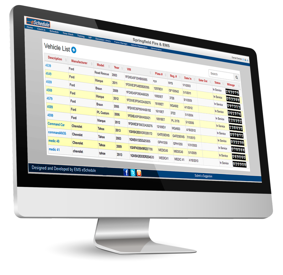 screenshot of eSchedule