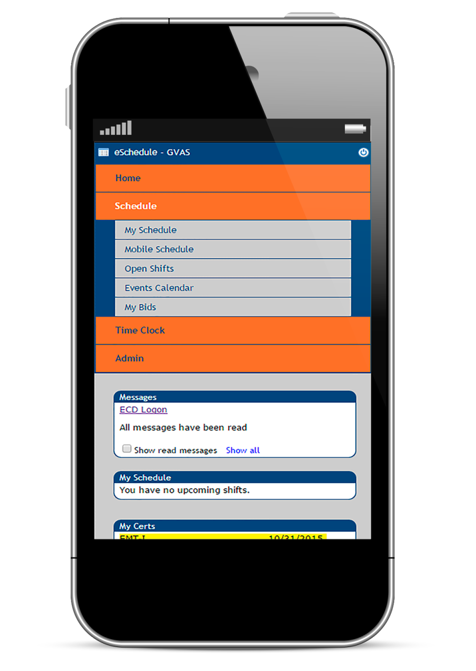 screenshot of eSchedule