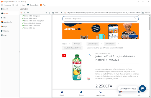screenshot of eScraper