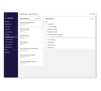 screenshot of eScribe