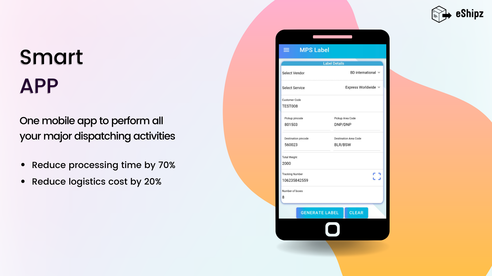 screenshot of eShipz