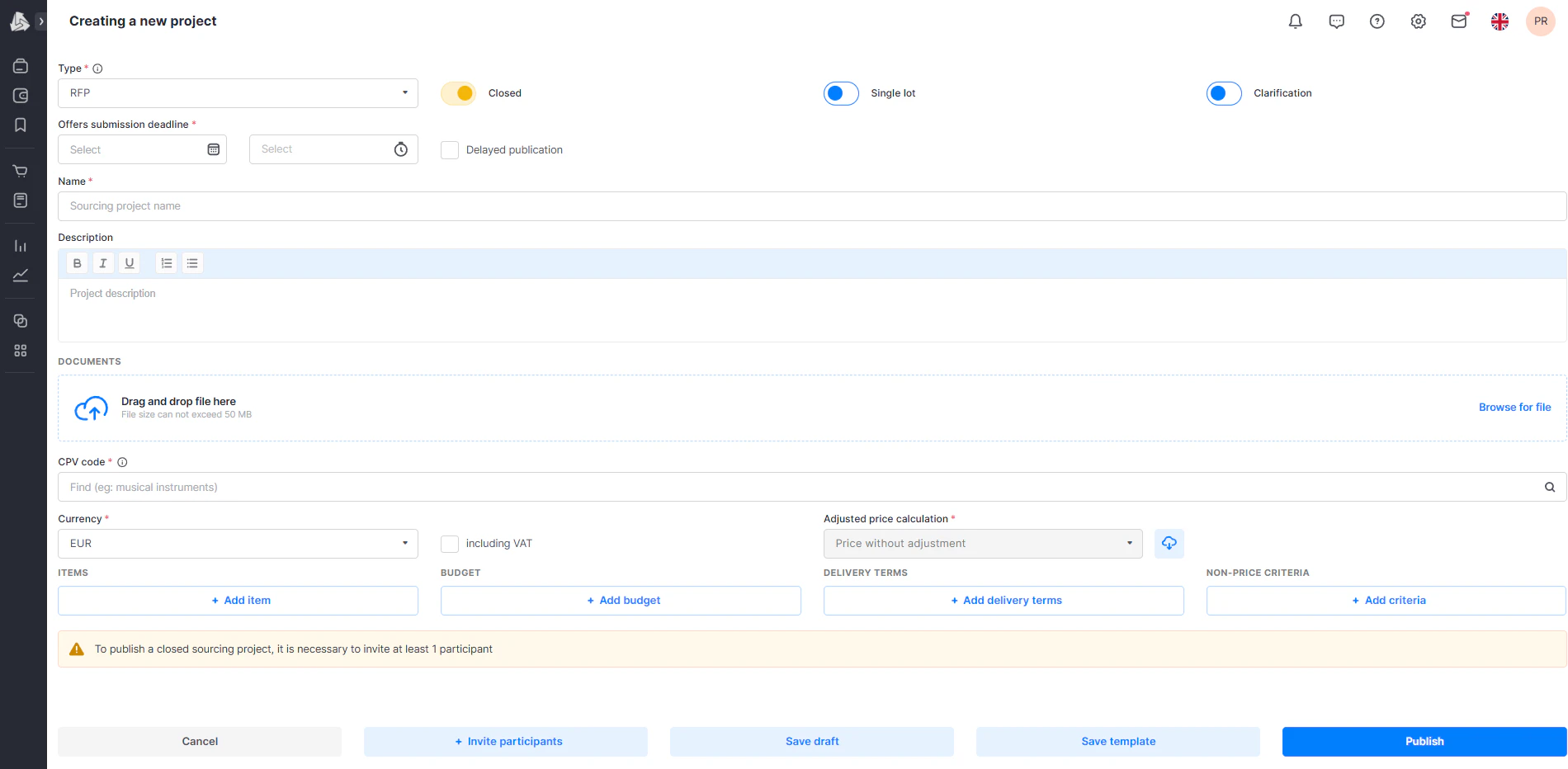 screenshot of eTender