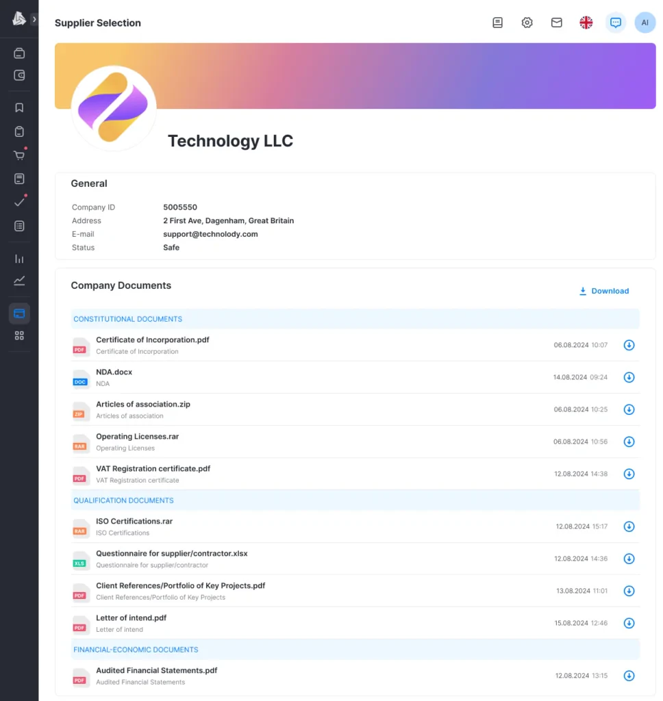 screenshot of eTender