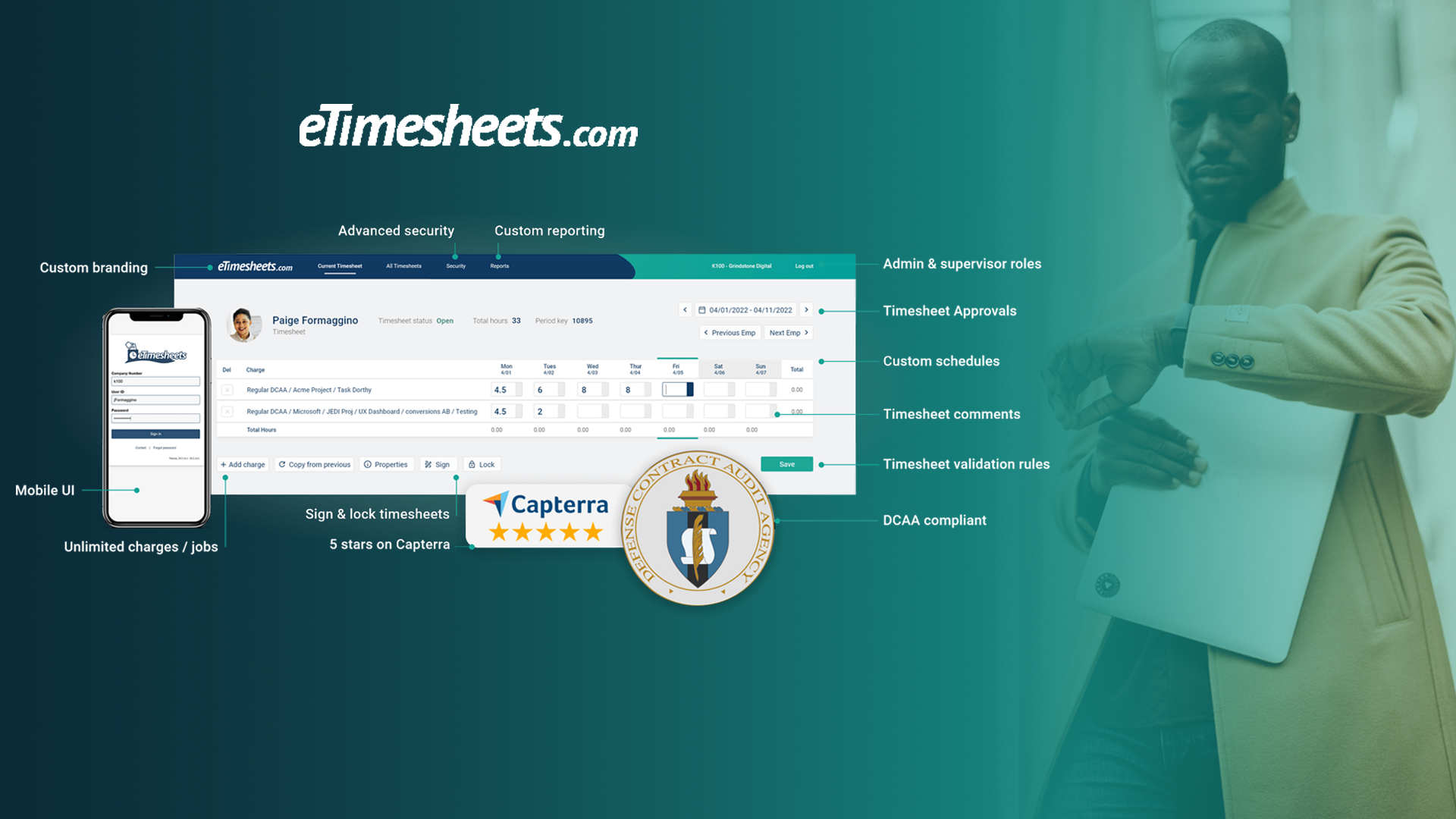 screenshot of eTimesheets.com