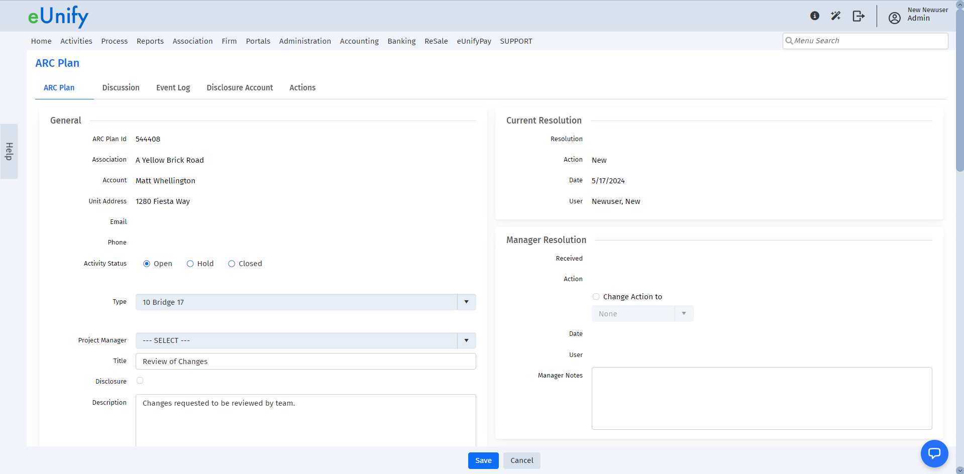 screenshot of eUnify