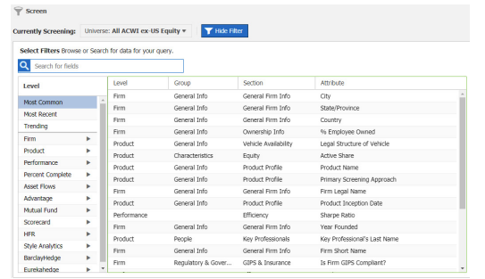 screenshot of eVestment