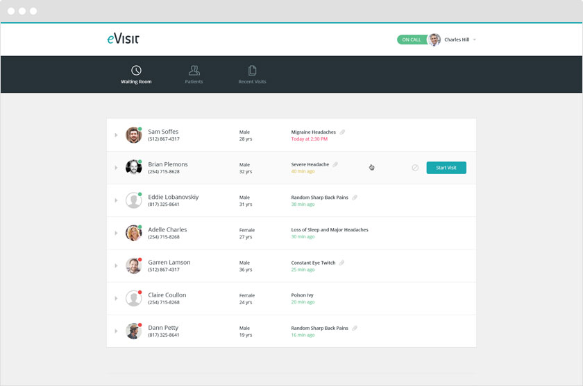 screenshot of eVisit