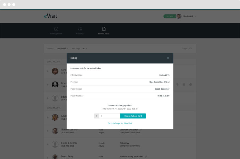 screenshot of eVisit