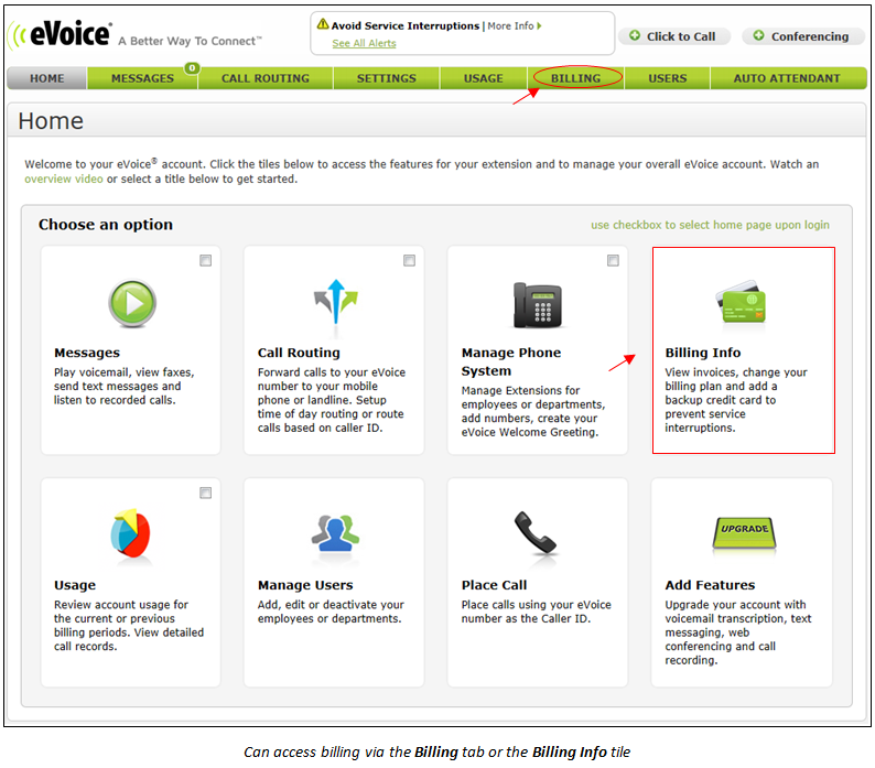 screenshot of eVoice