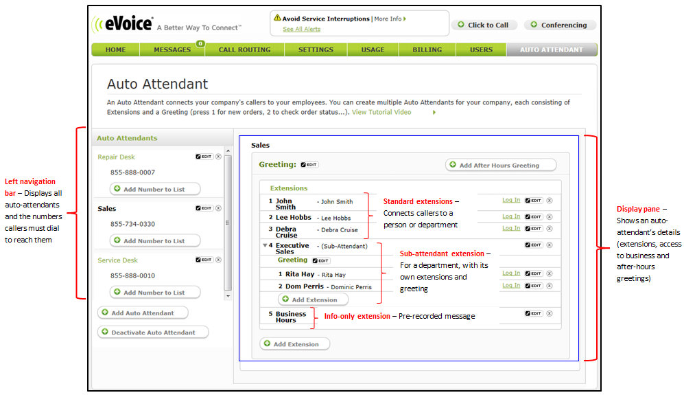 screenshot of eVoice