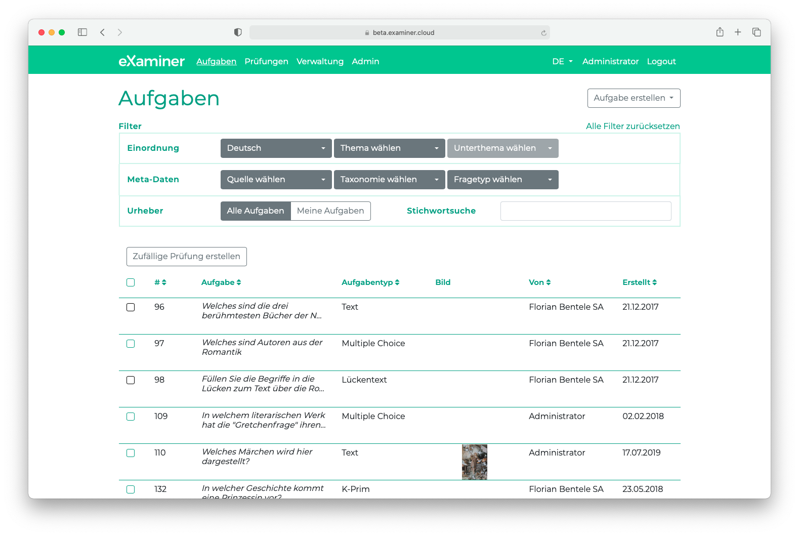 screenshot of eXaminer