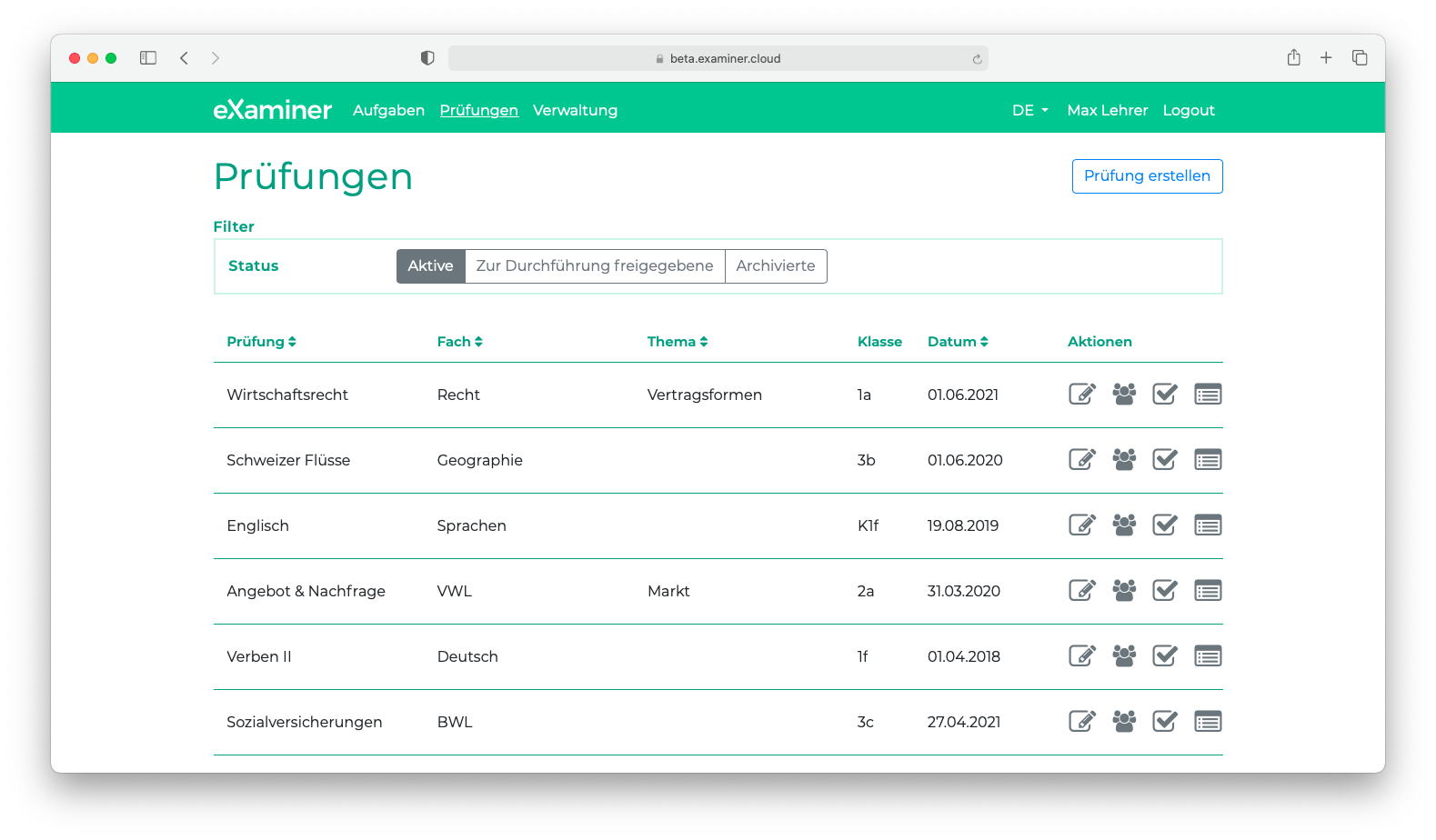 screenshot of eXaminer