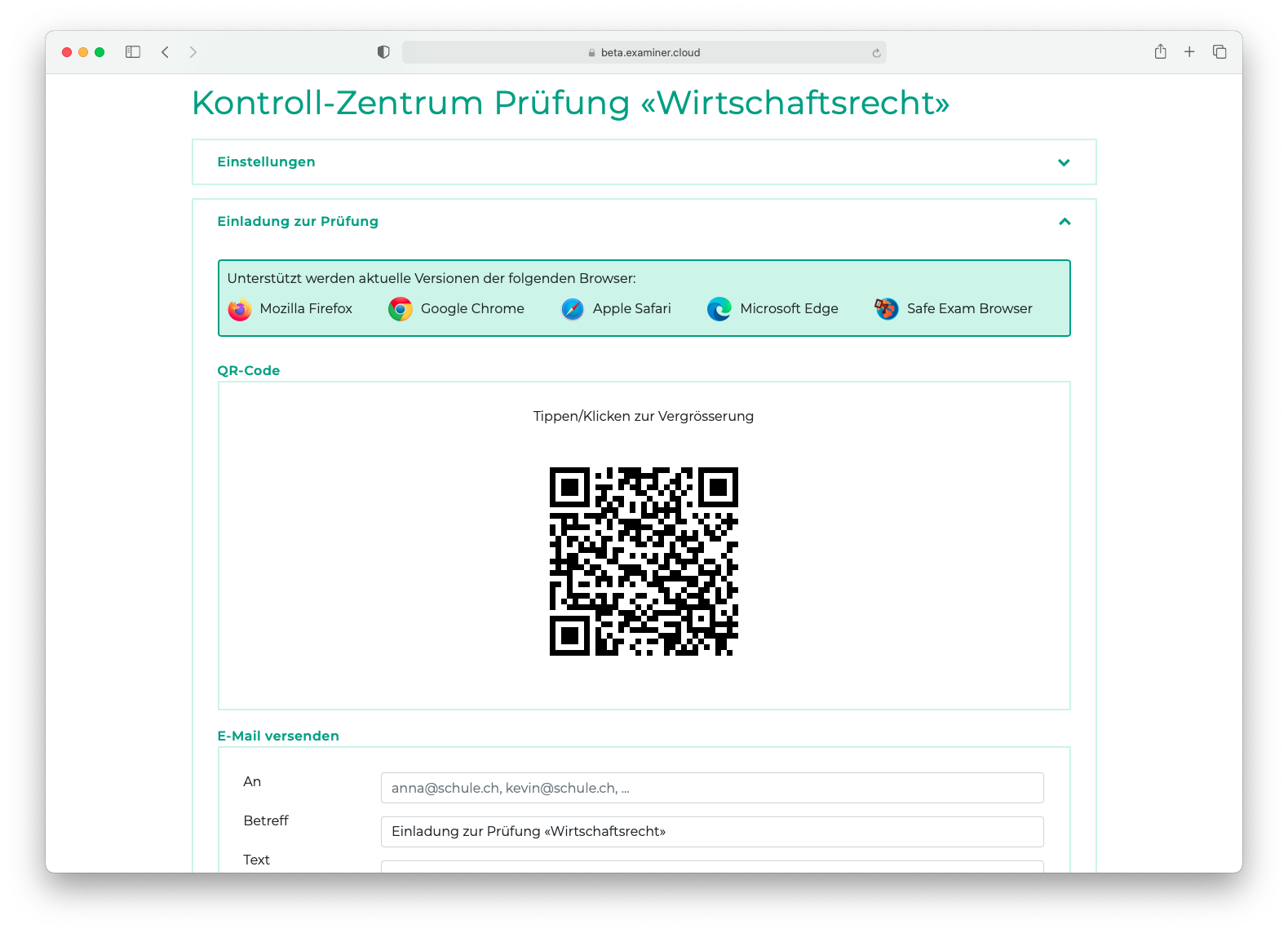 screenshot of eXaminer