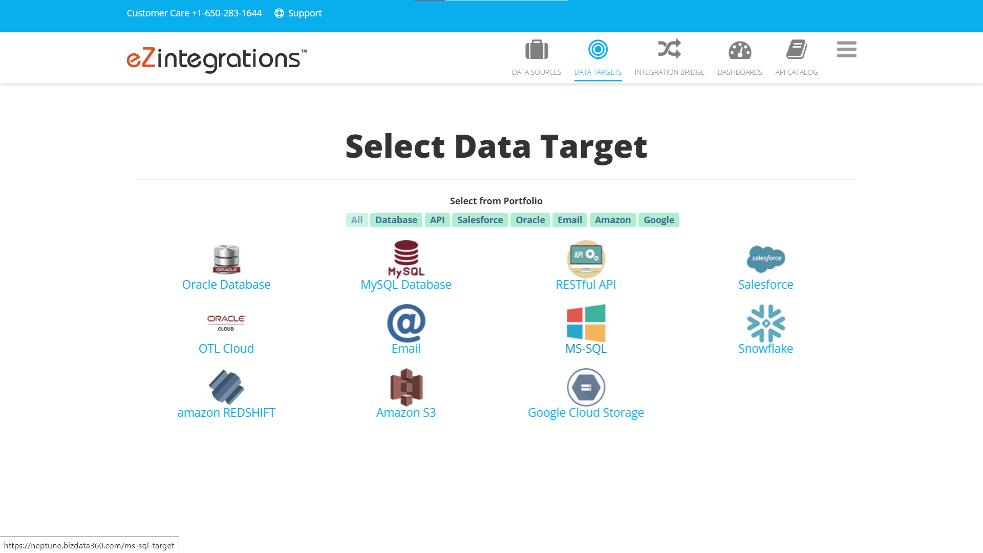 screenshot of eZintegrations