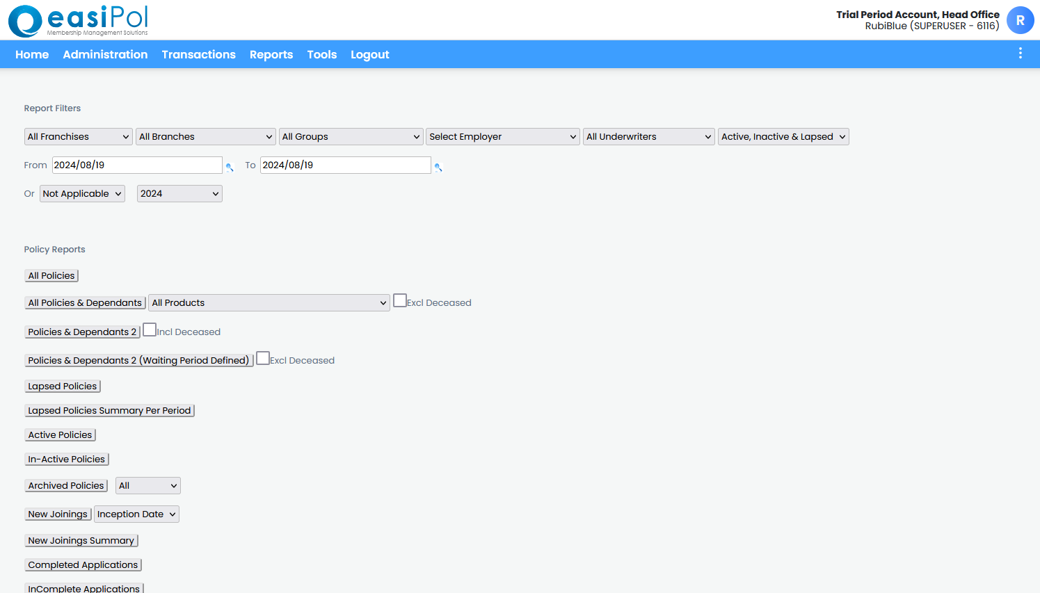 screenshot of easiPol