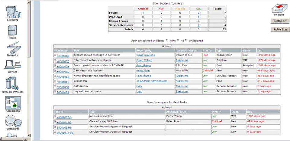 screenshot of easyCMDB