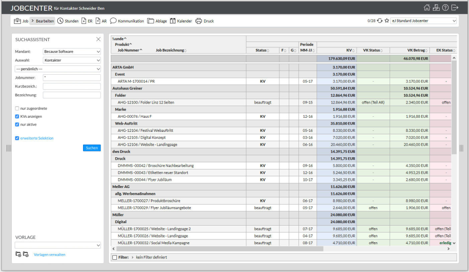 screenshot of easyJOB