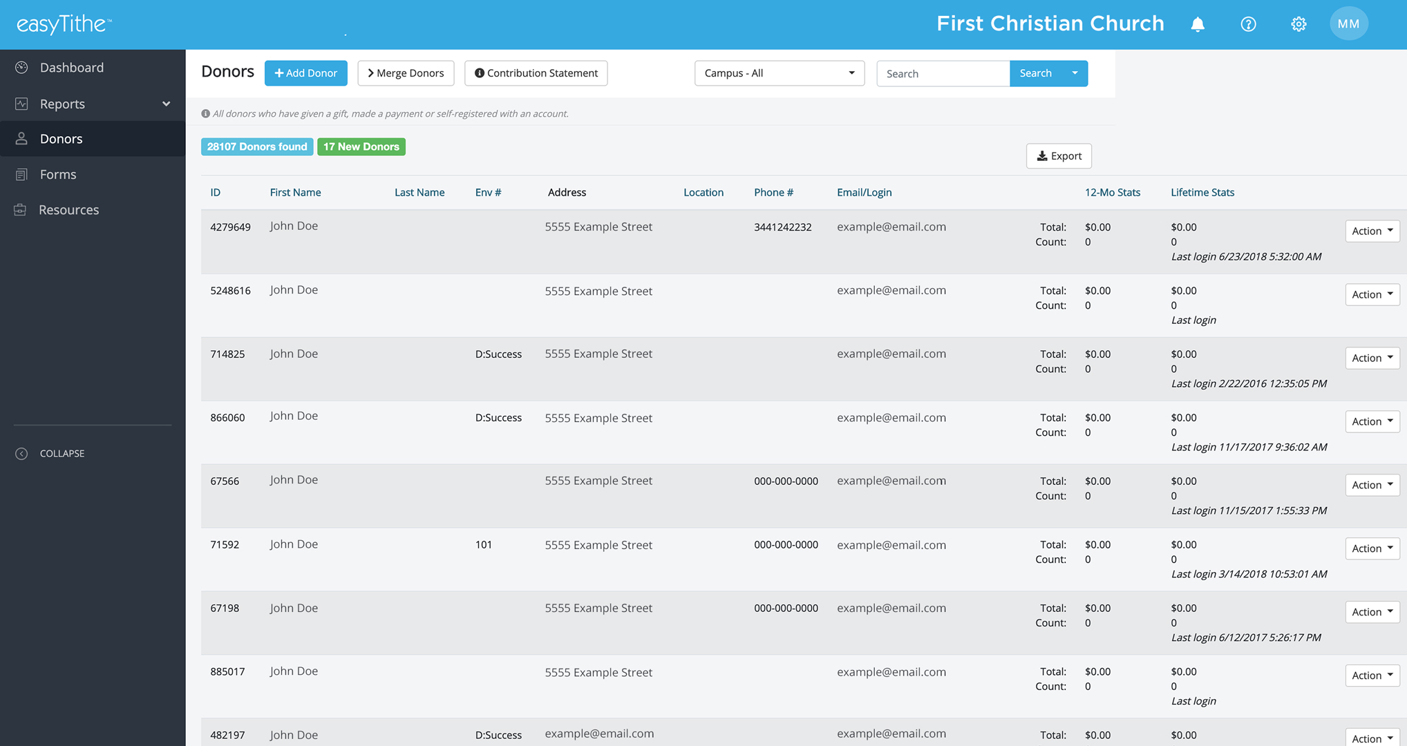 screenshot of easyTithe
