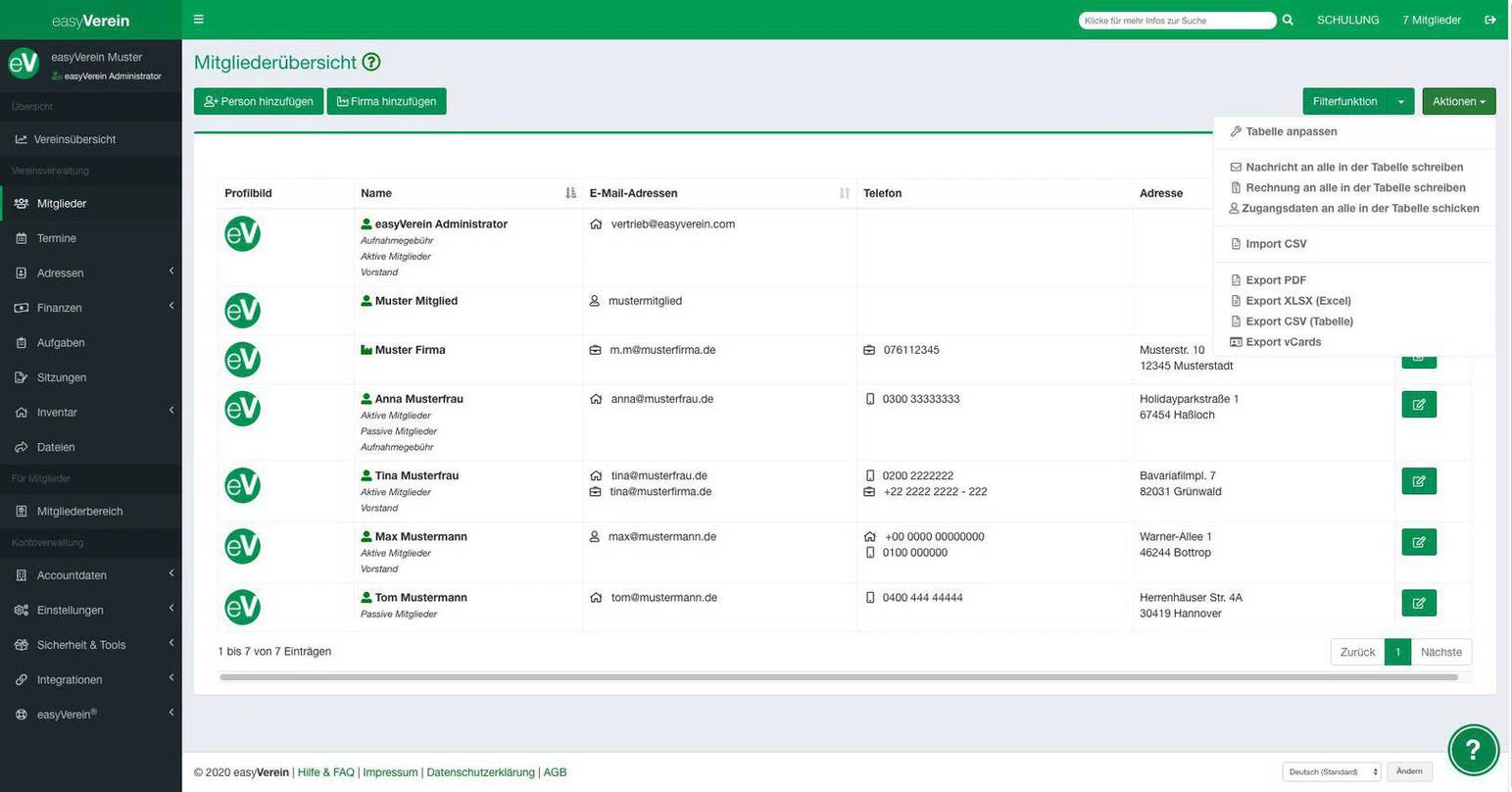 screenshot of easyVerein