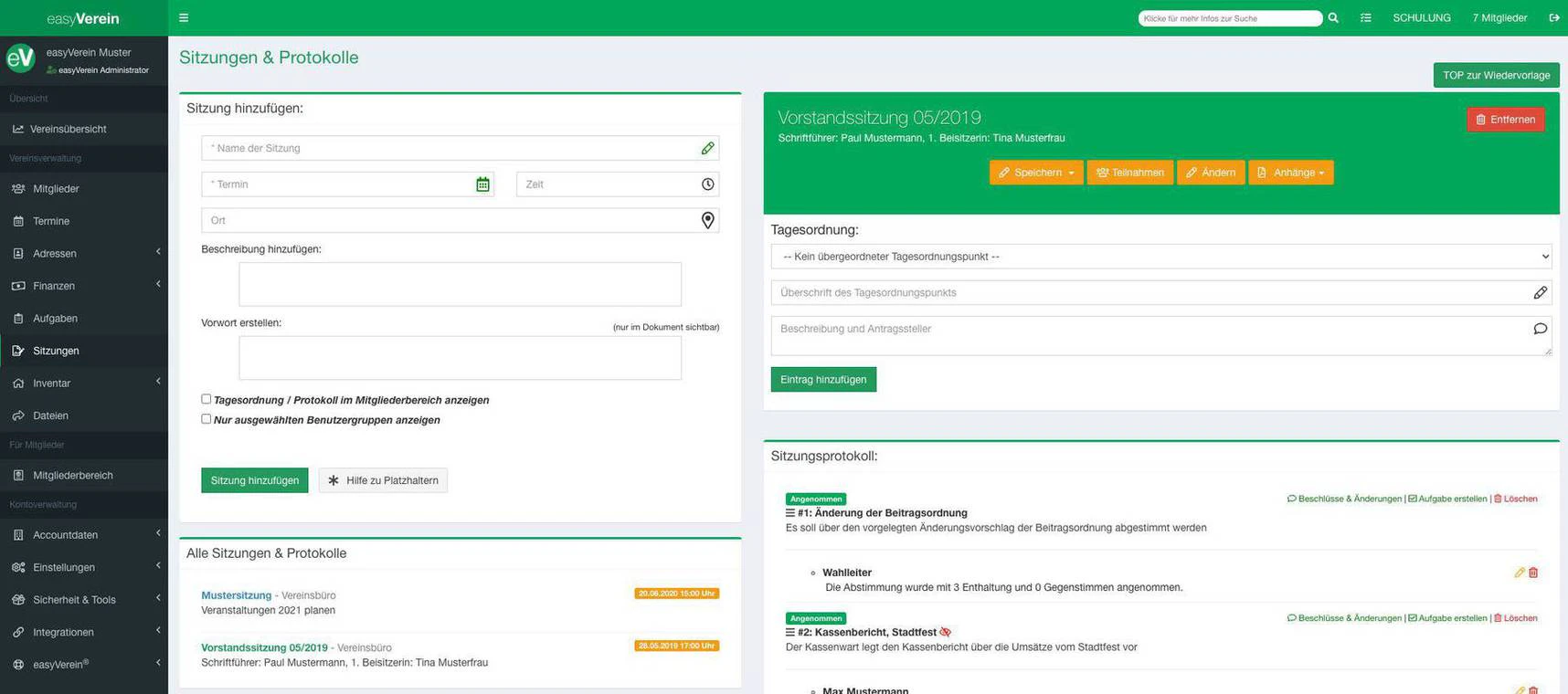 screenshot of easyVerein