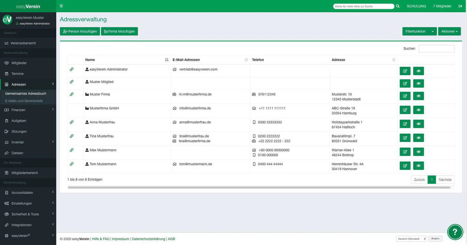 screenshot of easyVerein