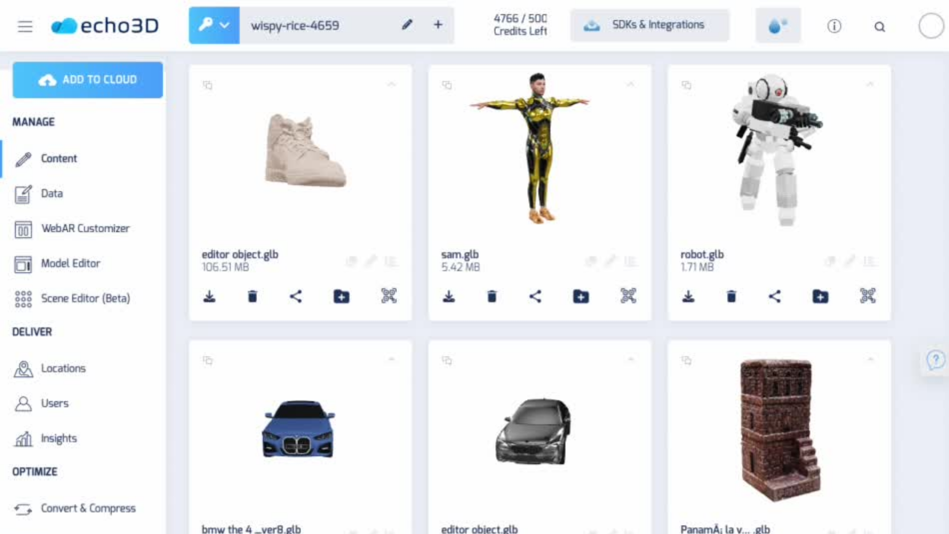 screenshot of echo3D