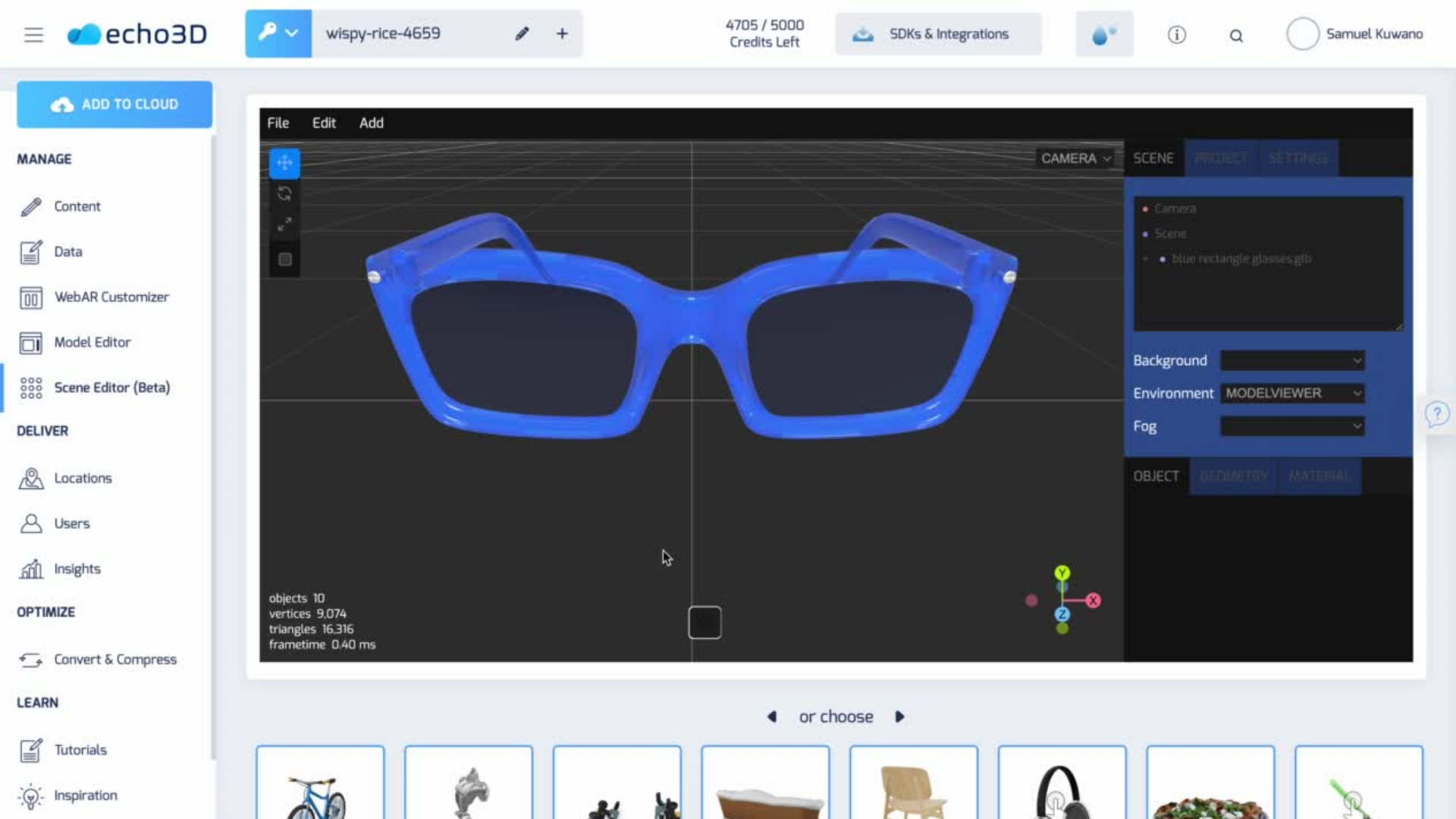 screenshot of echo3D