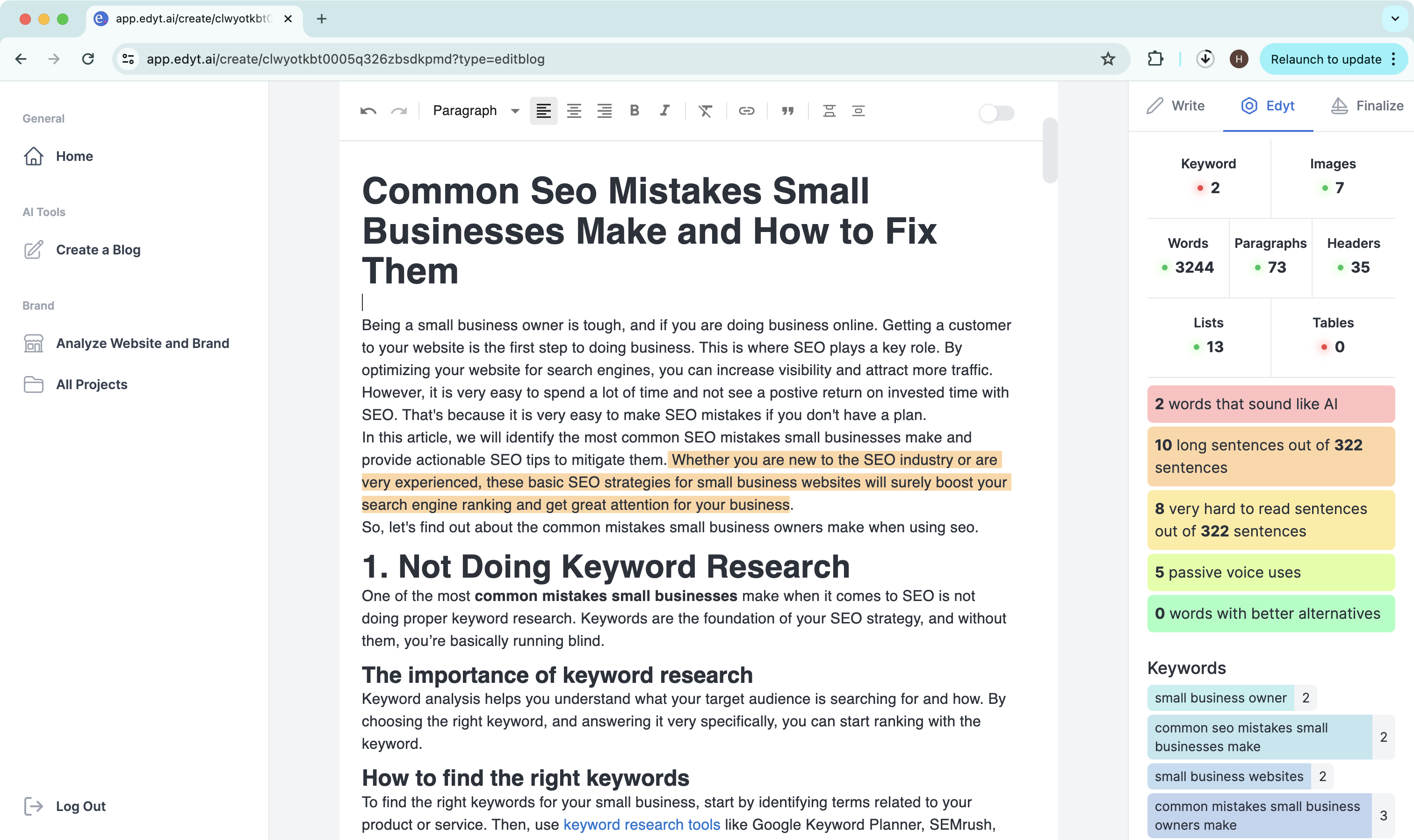 screenshot of edyt.ai