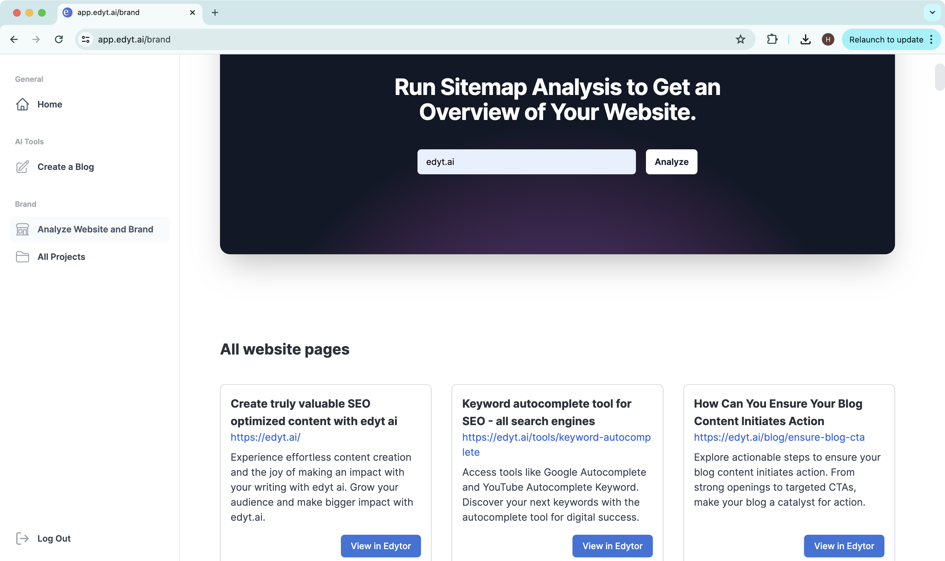 screenshot of edyt.ai