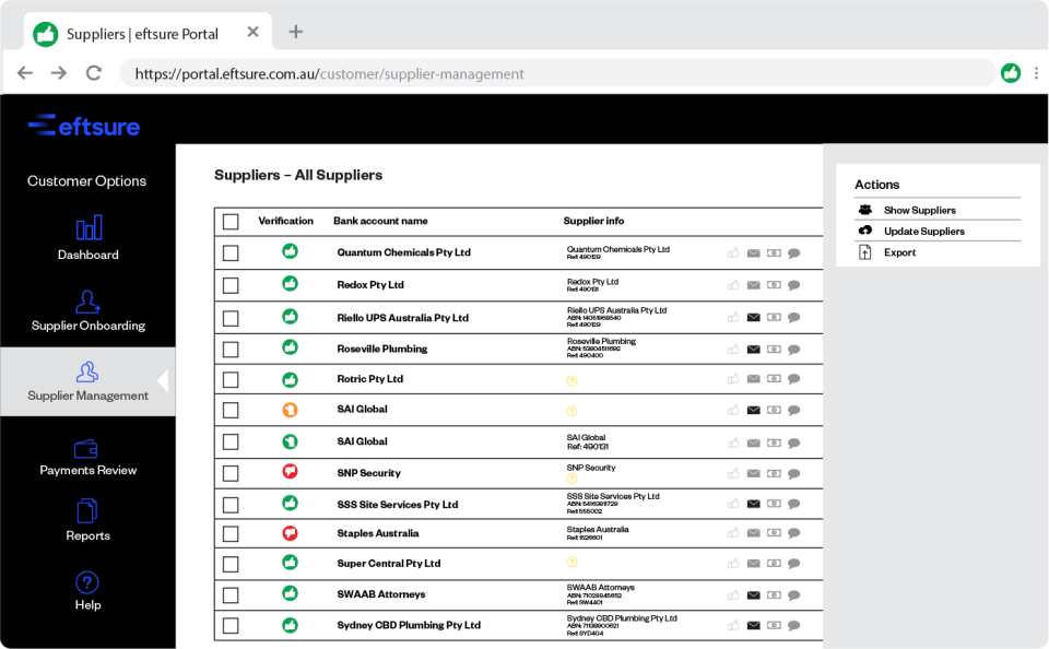 screenshot of eftsure