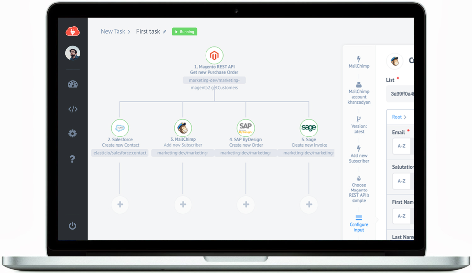 screenshot of elastic.io