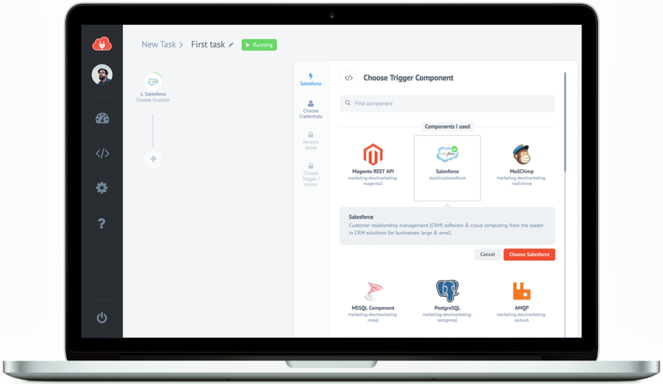 screenshot of elastic.io