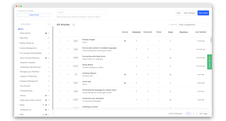 screenshot of elevio