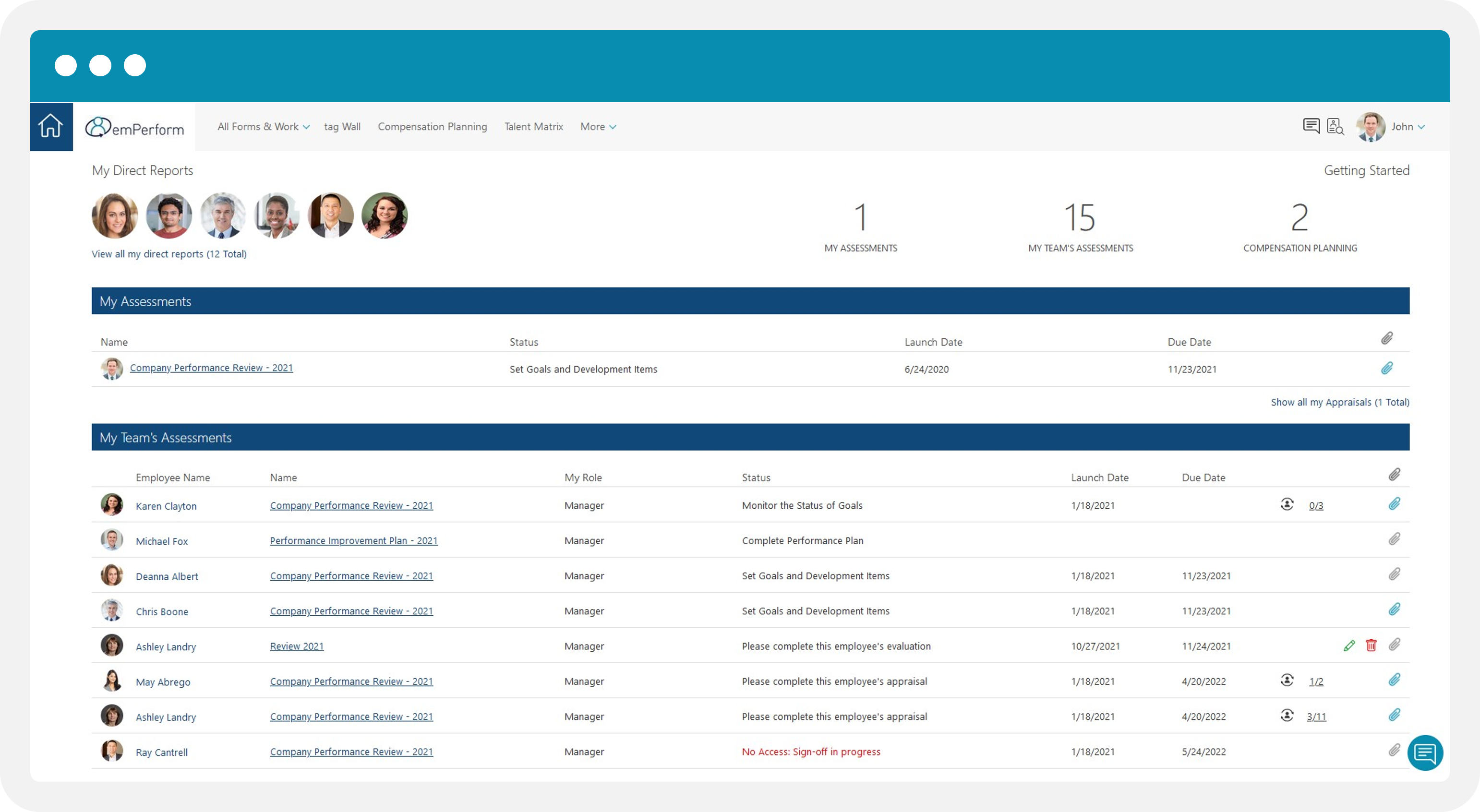 screenshot of emPerform