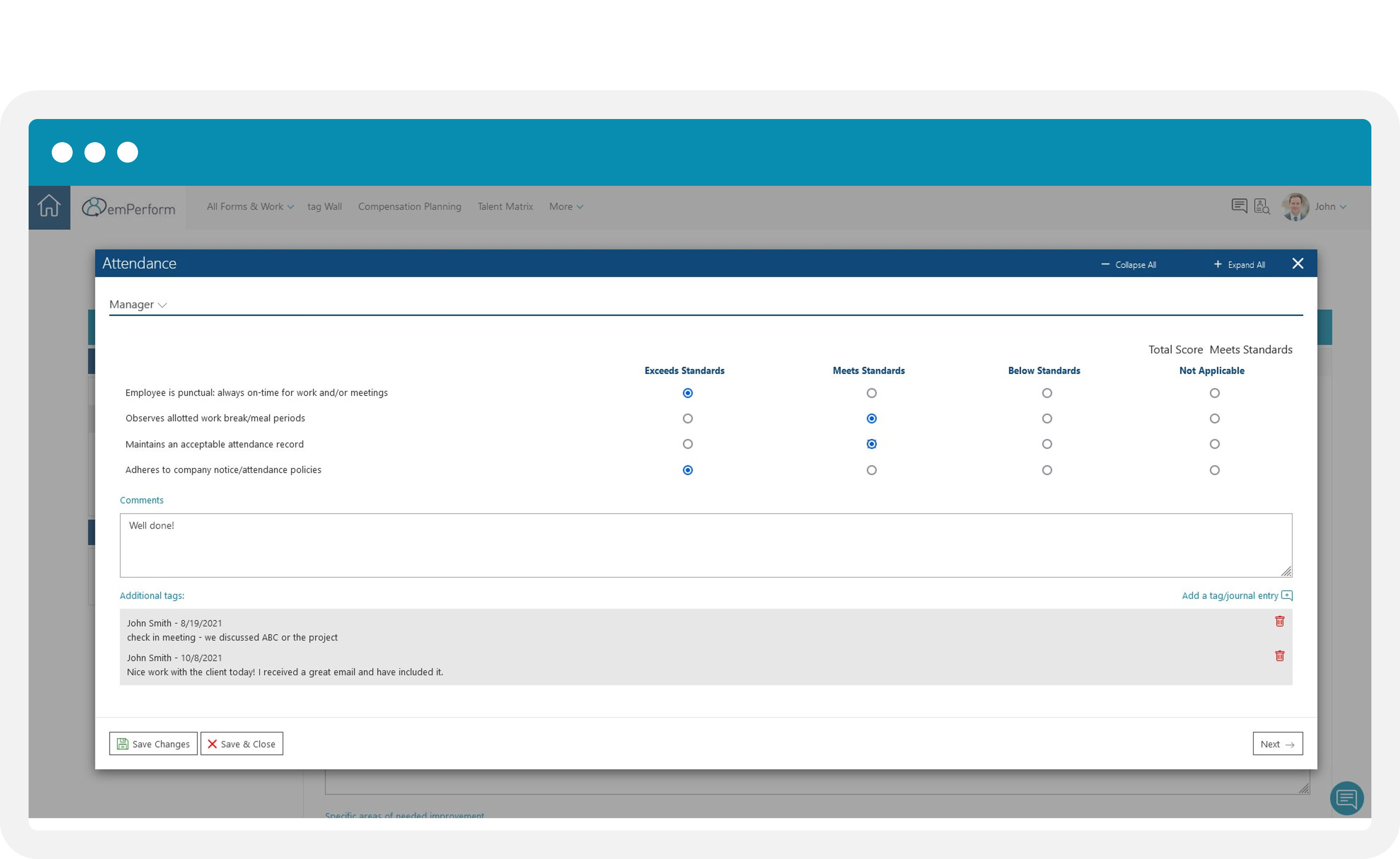 screenshot of emPerform
