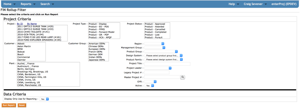 screenshot of enterProj