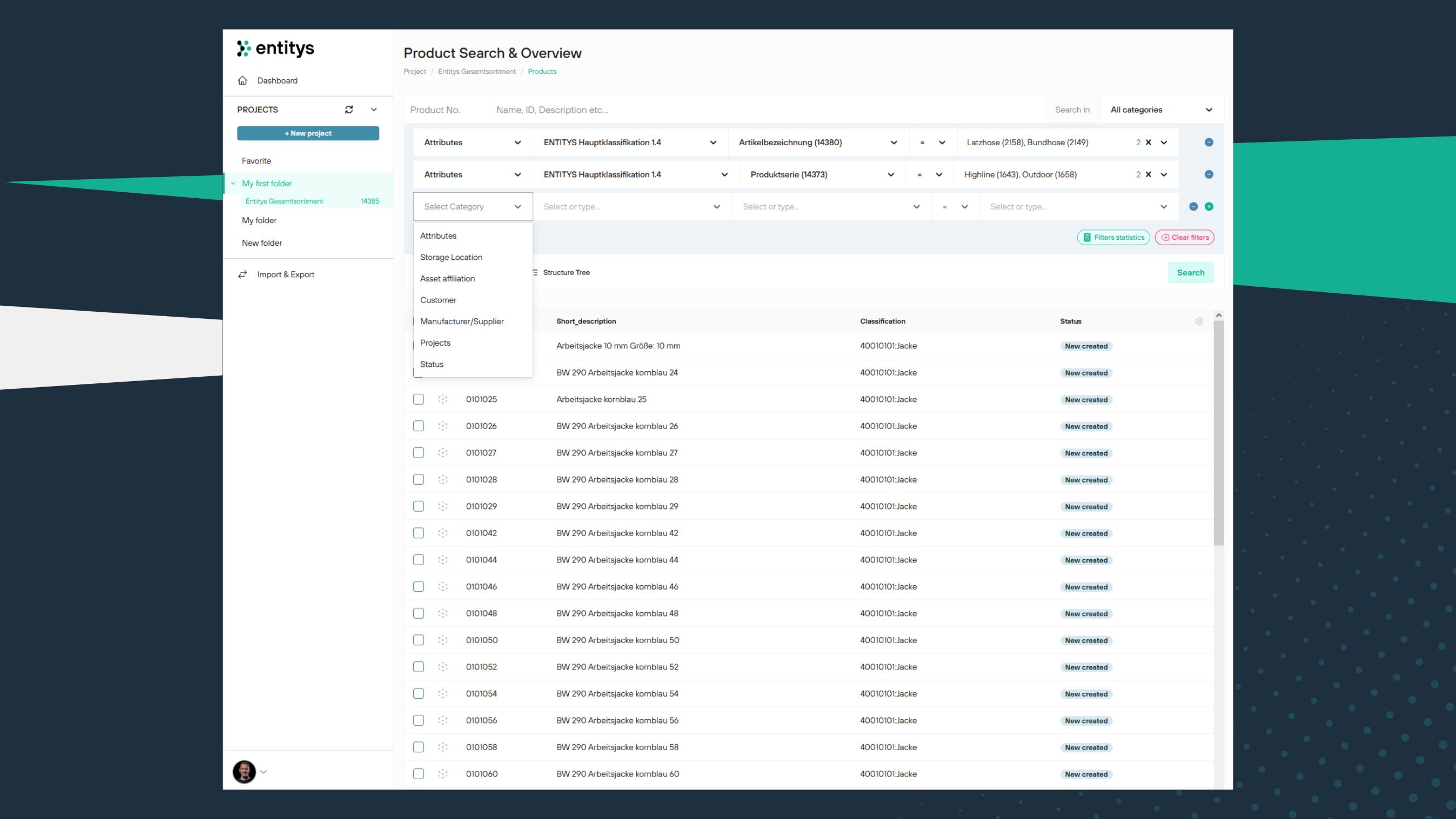 screenshot of entitys