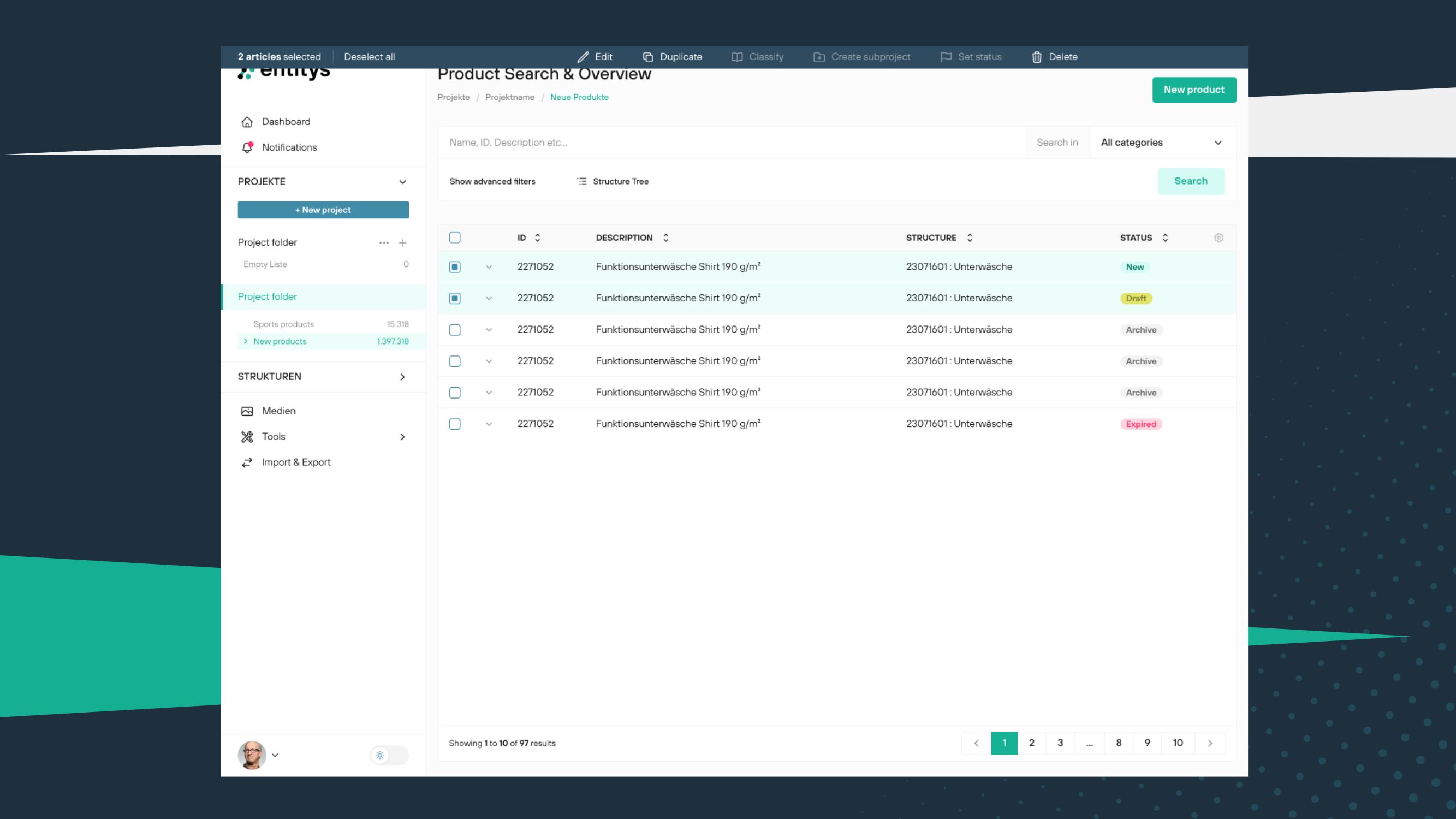 screenshot of entitys
